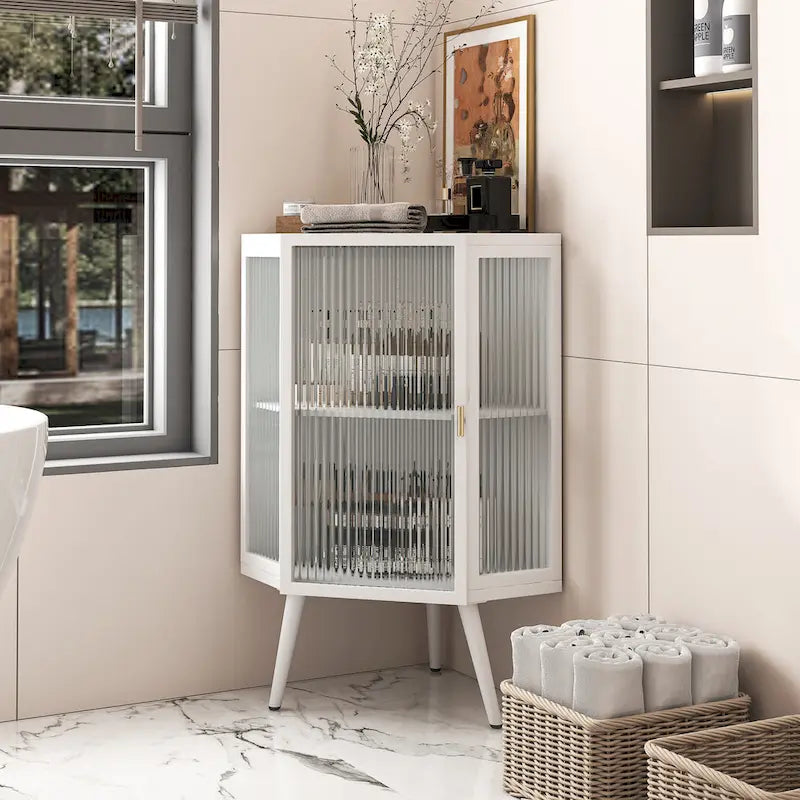Meuble d'angle bas de 22,25 po avec porte en verre trempé