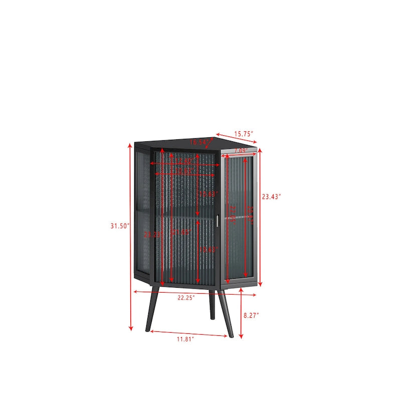 Meuble d'angle bas de 22,25 po avec porte en verre trempé