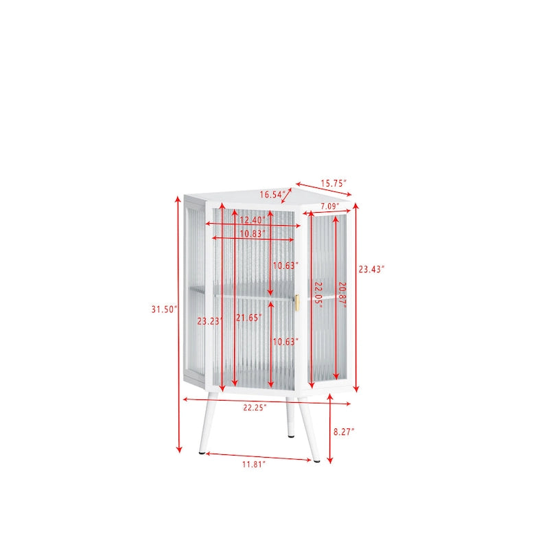 Meuble d'angle bas de 22,25 po avec porte en verre trempé