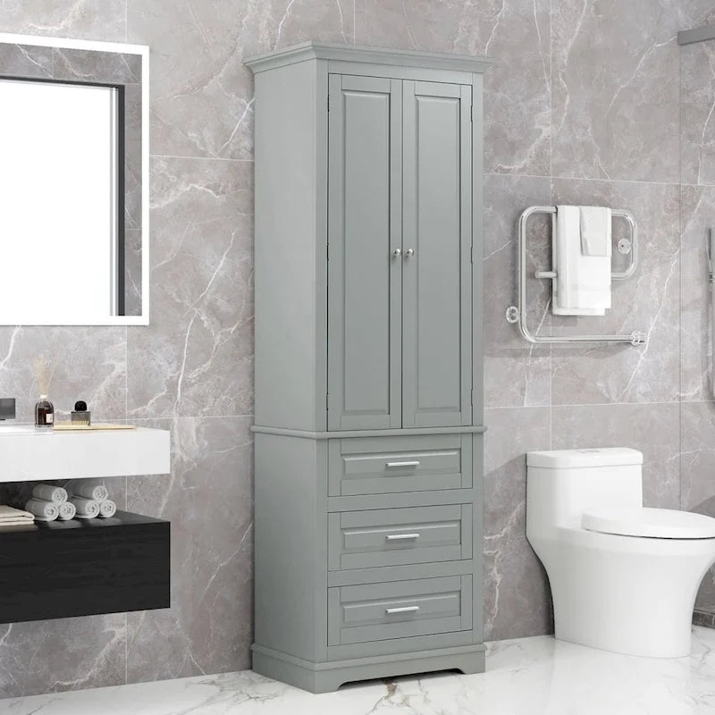 Meuble de rangement haut avec trois tiroirs pour salle de bain