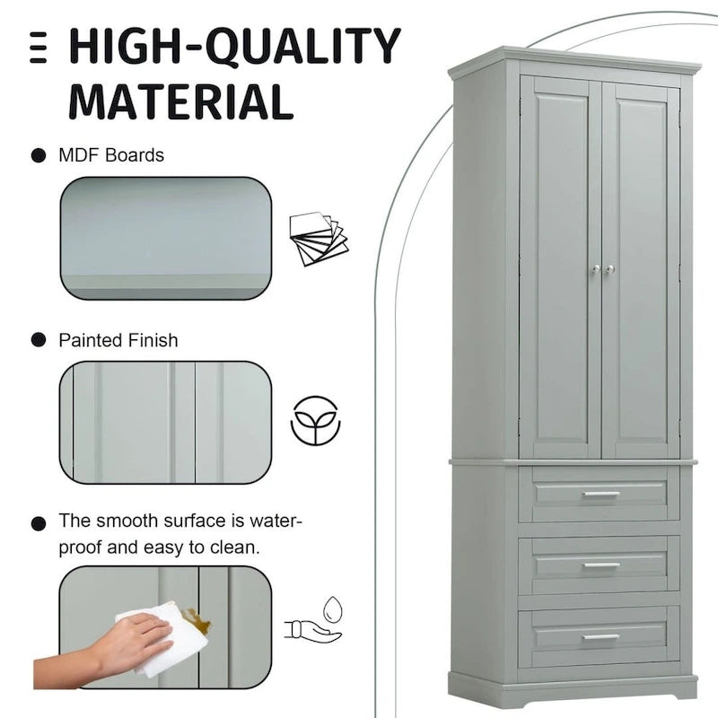 Meuble de rangement haut avec trois tiroirs pour salle de bain