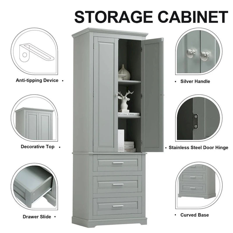Meuble de rangement haut avec trois tiroirs pour salle de bain