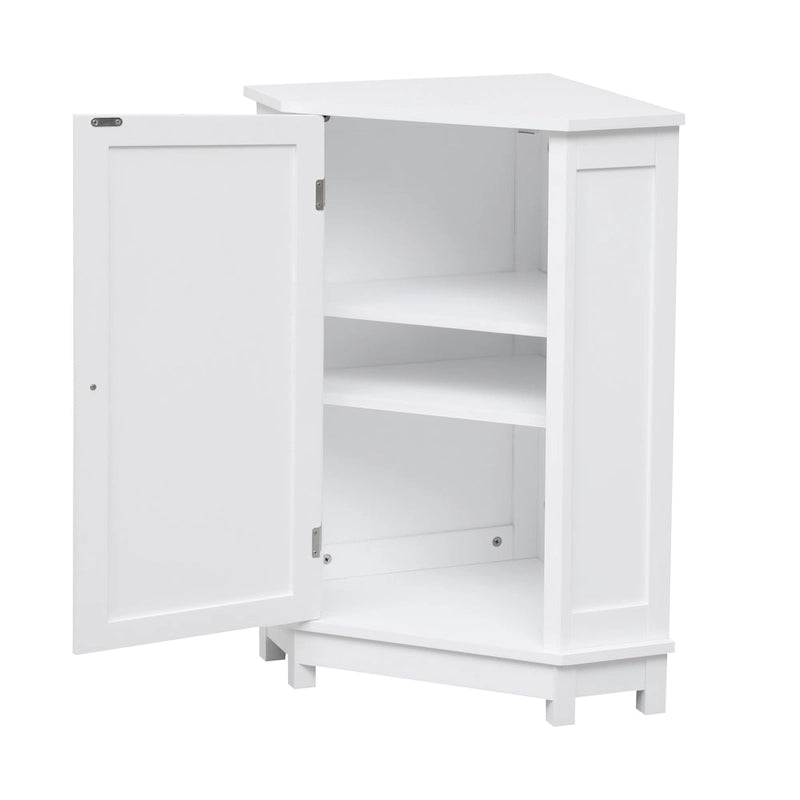 Meuble de rangement d'angle triangulaire pour salle de bain en MDF avec étagère réglable