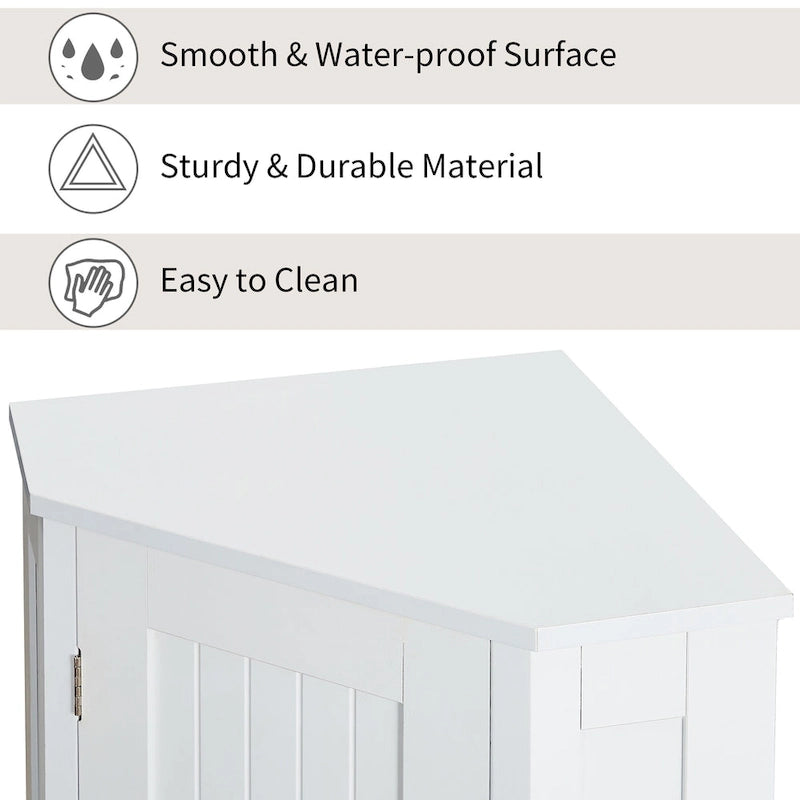 Meuble de rangement d'angle triangulaire pour salle de bain en MDF avec étagère réglable