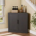 Meuble d'angle Dovelina avec étagères réglables, buffet, meuble à vin, meuble de cuisine et de salle à manger avec portes en bois - 31H x 31L, 36H x 31L
