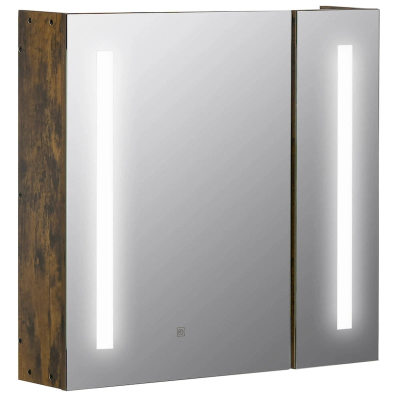 kleankin Armoire de toilette à miroir avec éclairage LED 69,85 cm x 64,77 cm, à intensité variable, à fixer au mur