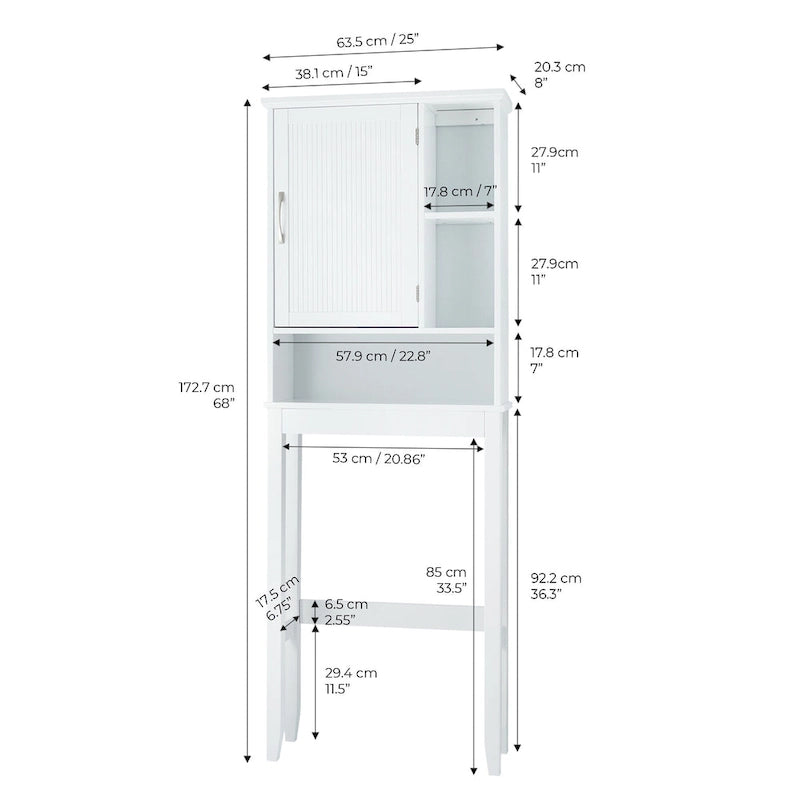Teamson Home Newport meuble de rangement au-dessus des toilettes, Blanc