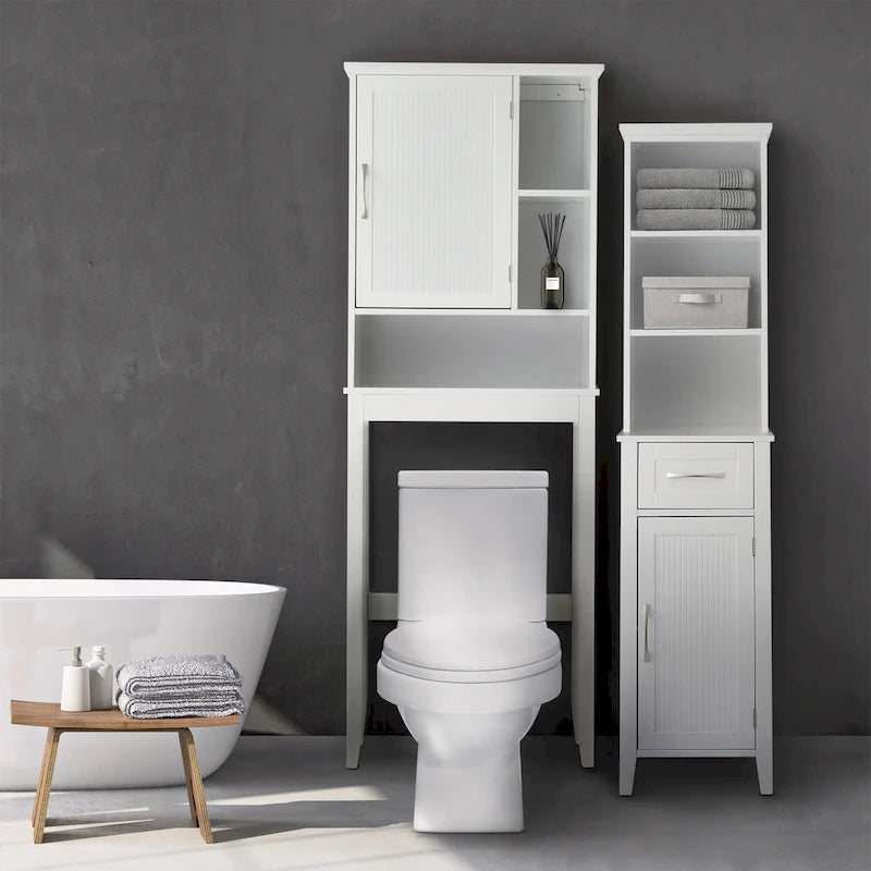 Teamson Home Newport meuble de rangement au-dessus des toilettes, Blanc