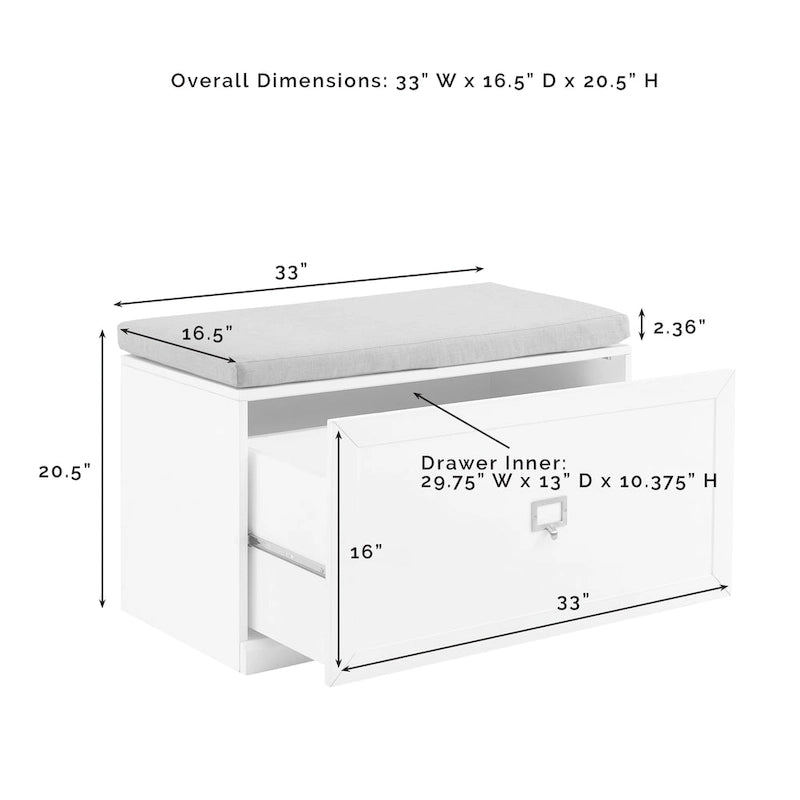 Banc d'entrée Crosley Harper – 16,5x33x20,5