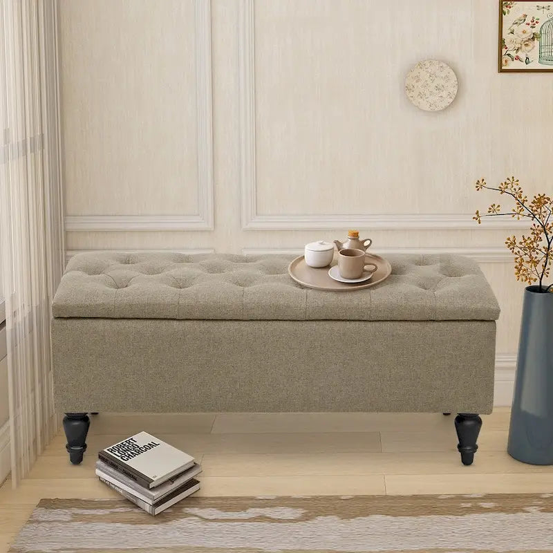 Maypex 38 Fabric Upholstered Tufted Storage Bench