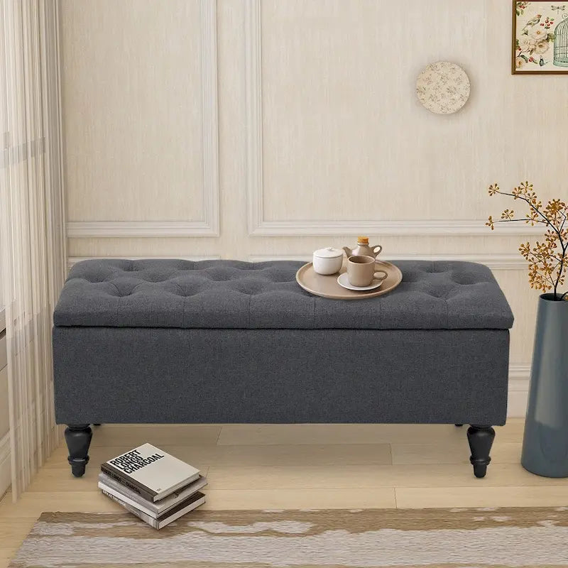 Banc de rangement capitonné en tissu Maypex 38