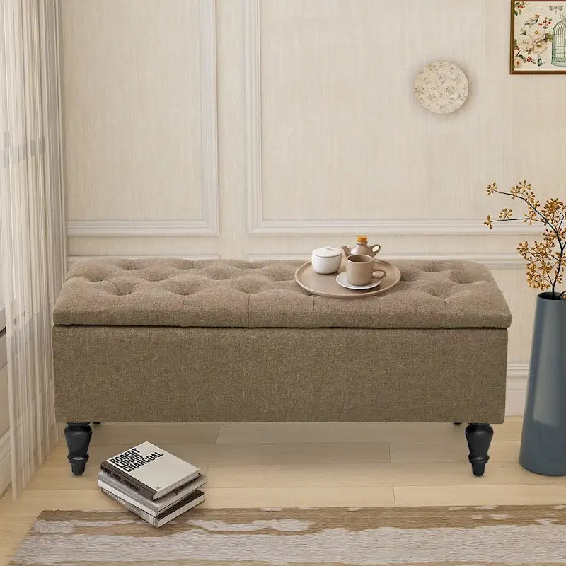 Banc de rangement capitonné en tissu Maypex 38