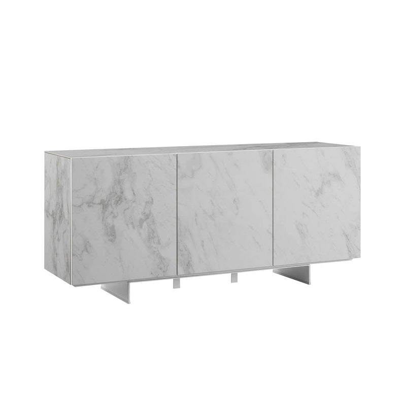 Plat de service en céramique marbrée blanche STONE. - N/A
