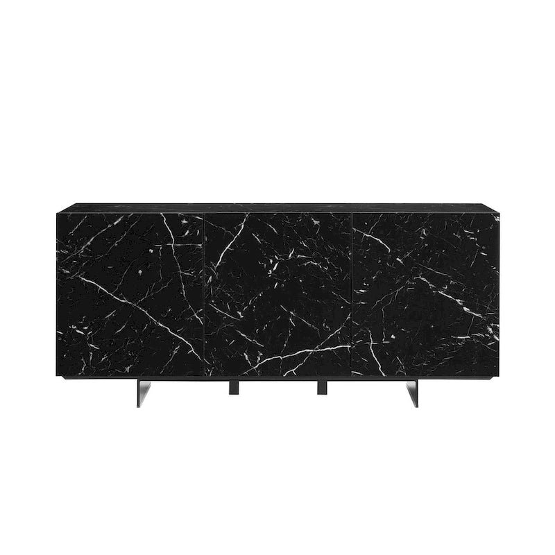 Plat de service en céramique marbrée blanche STONE. - N/A