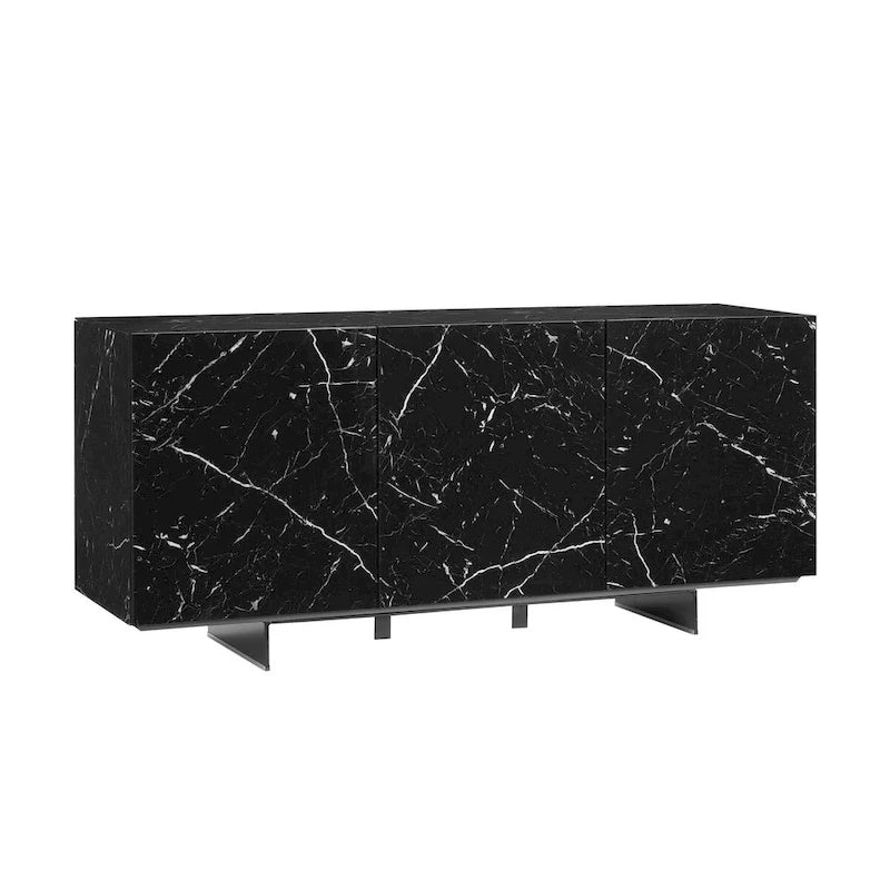 Plat de service en céramique marbrée blanche STONE. - N/A