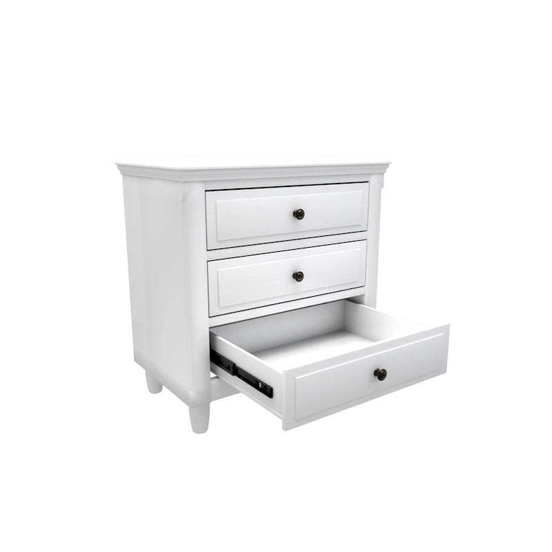 Table de chevet à 3 tiroirs, meuble de rangement en bois