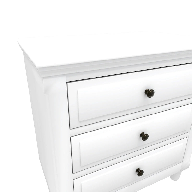 Table de chevet à 3 tiroirs, meuble de rangement en bois