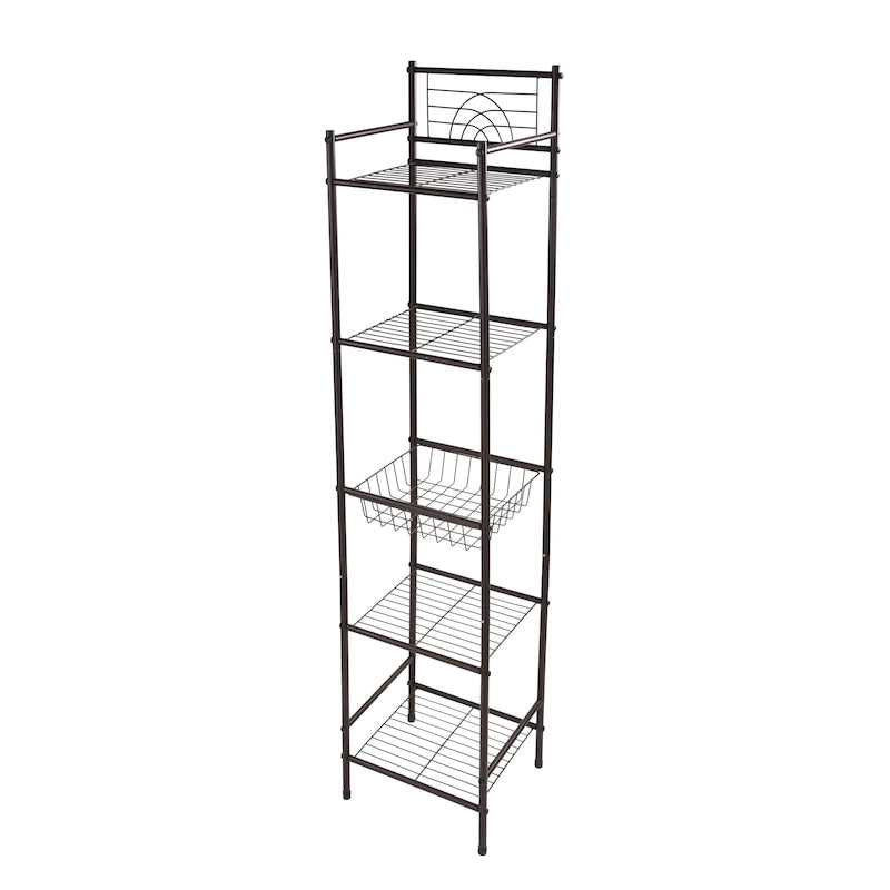 Étagère de Rangement Bath Bliss à 5 Niveaux en Bronze Huilé - 13x11.6x58.7