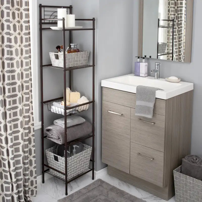 Étagère de Rangement Bath Bliss à 5 Niveaux en Bronze Huilé - 13x11.6x58.7