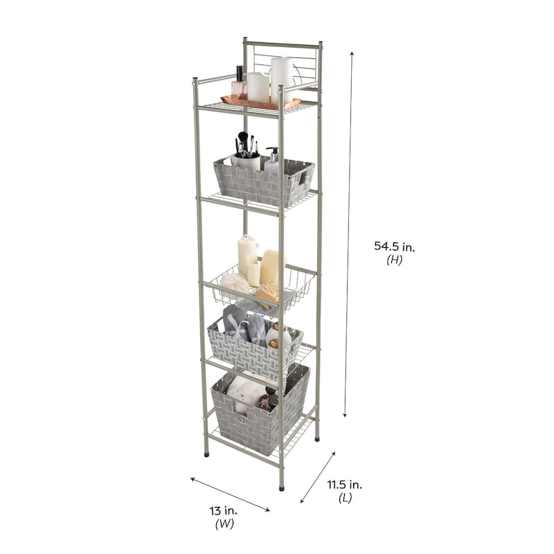 Étagère de Rangement Bath Bliss à 5 Niveaux en Bronze Huilé - 13x11.6x58.7