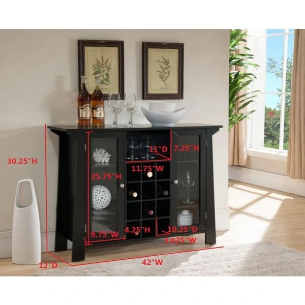 Meuble Buffet de Bar avec Rangement à Vins, Noir