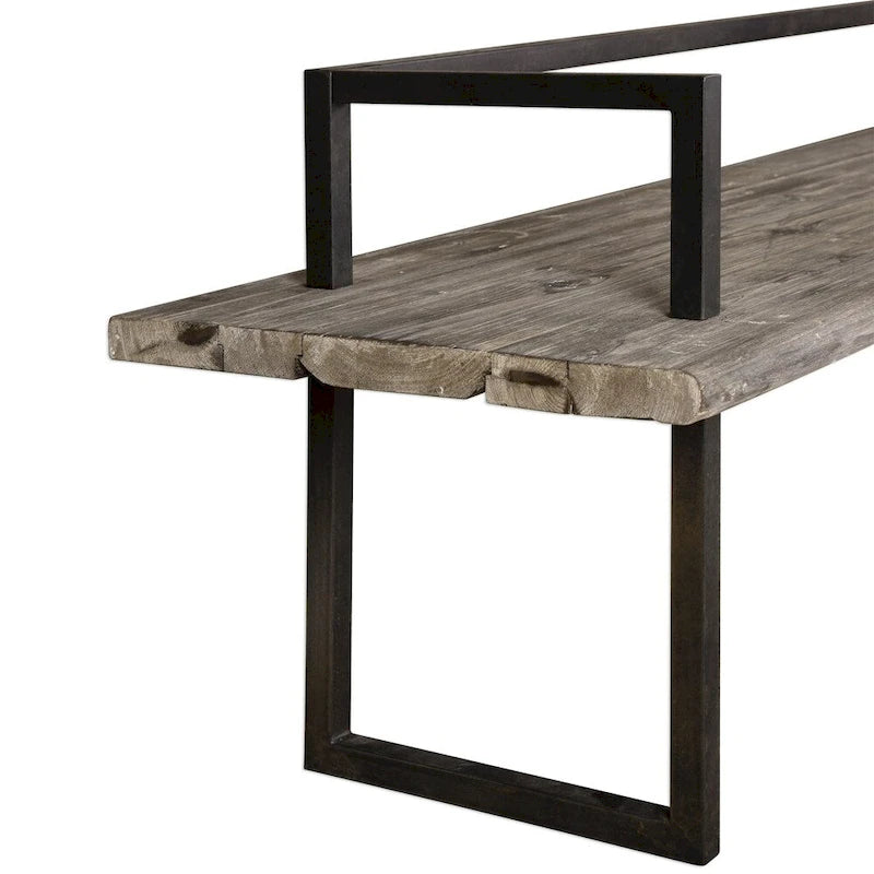 Banc Herbert en bois de récupération blanc antique Uttermost