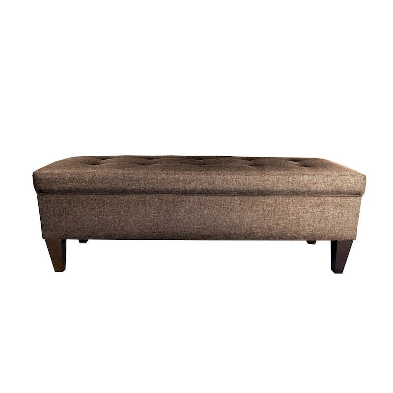 Banc de rangement ottoman capitonné long Brooke à 10 boutons