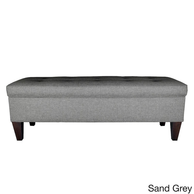 Banc de rangement ottoman capitonné long Brooke à 10 boutons