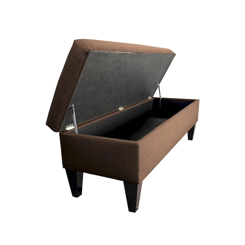 Banc de rangement ottoman capitonné long Brooke à 10 boutons