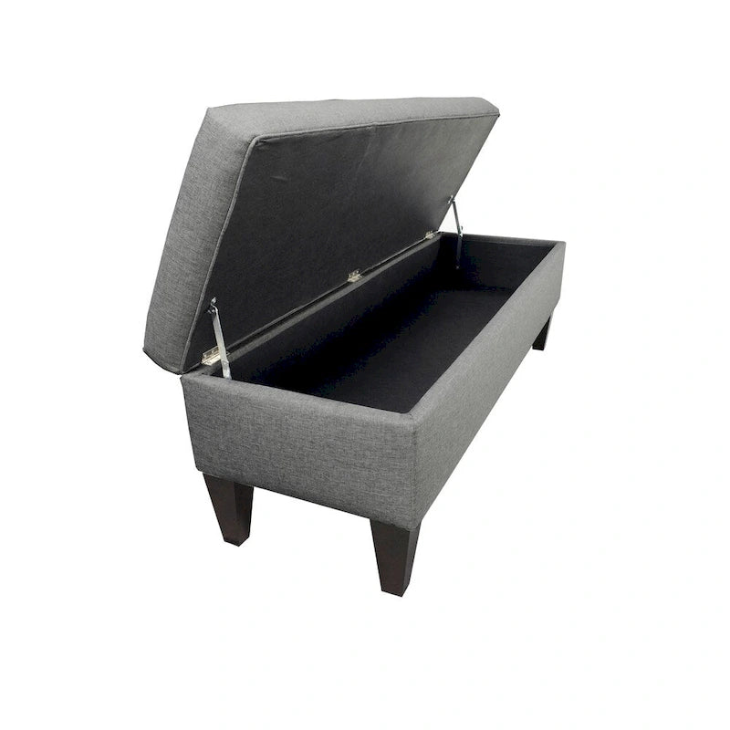 Banc de rangement ottoman capitonné long Brooke à 10 boutons