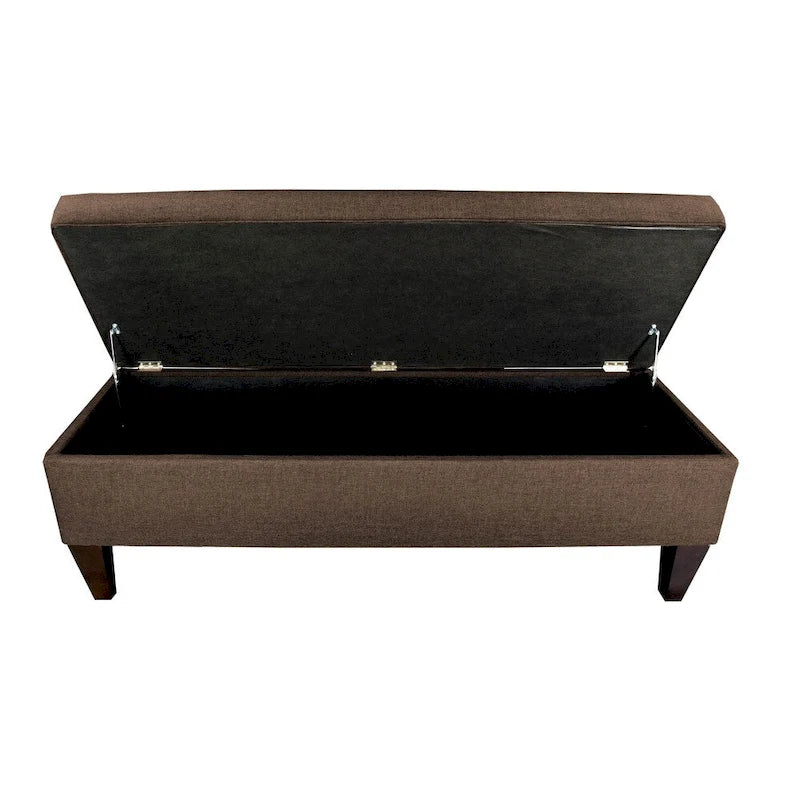 Banc de rangement ottoman capitonné long Brooke à 10 boutons