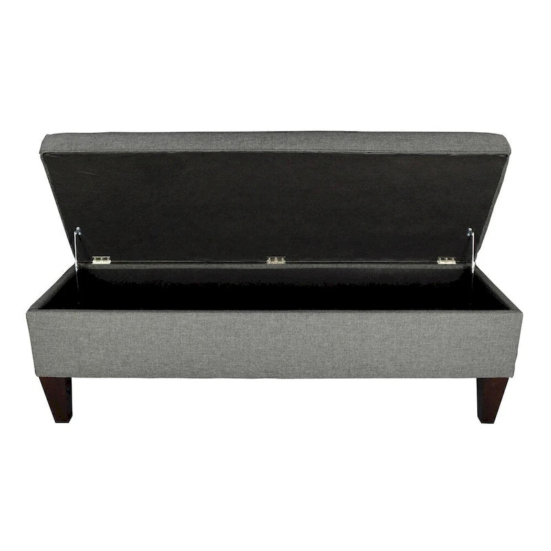 Banc de rangement ottoman capitonné long Brooke à 10 boutons