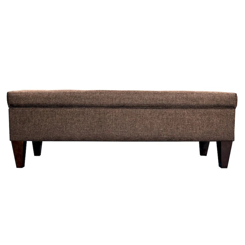 Banc de rangement ottoman capitonné long Brooke à 10 boutons