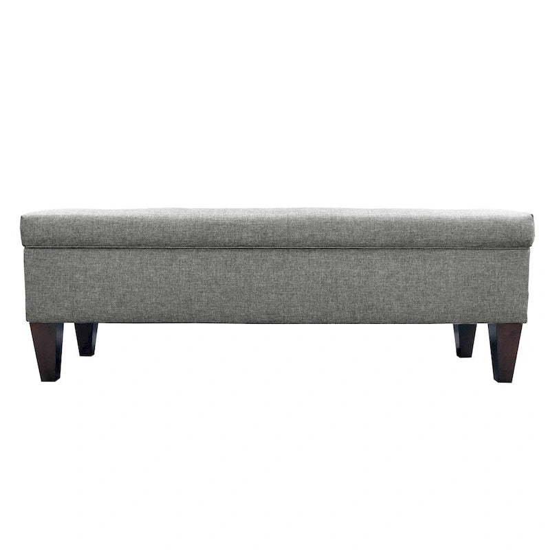 Banc de rangement ottoman capitonné long Brooke à 10 boutons