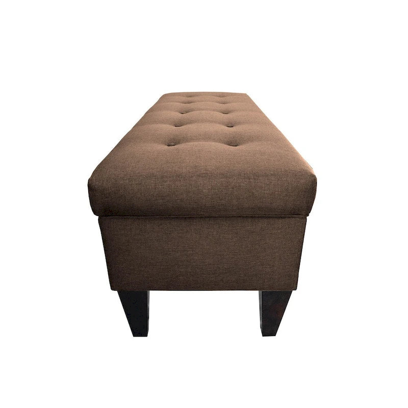 Banc de rangement ottoman capitonné long Brooke à 10 boutons