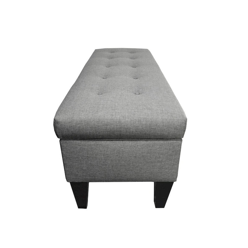 Banc de rangement ottoman capitonné long Brooke à 10 boutons