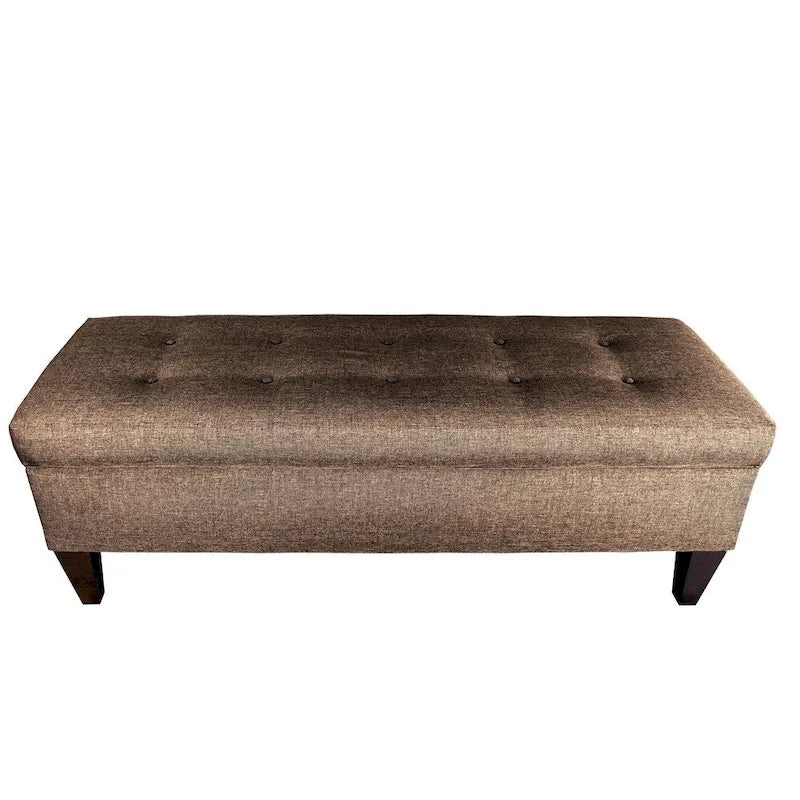 Banc de rangement ottoman capitonné long Brooke à 10 boutons