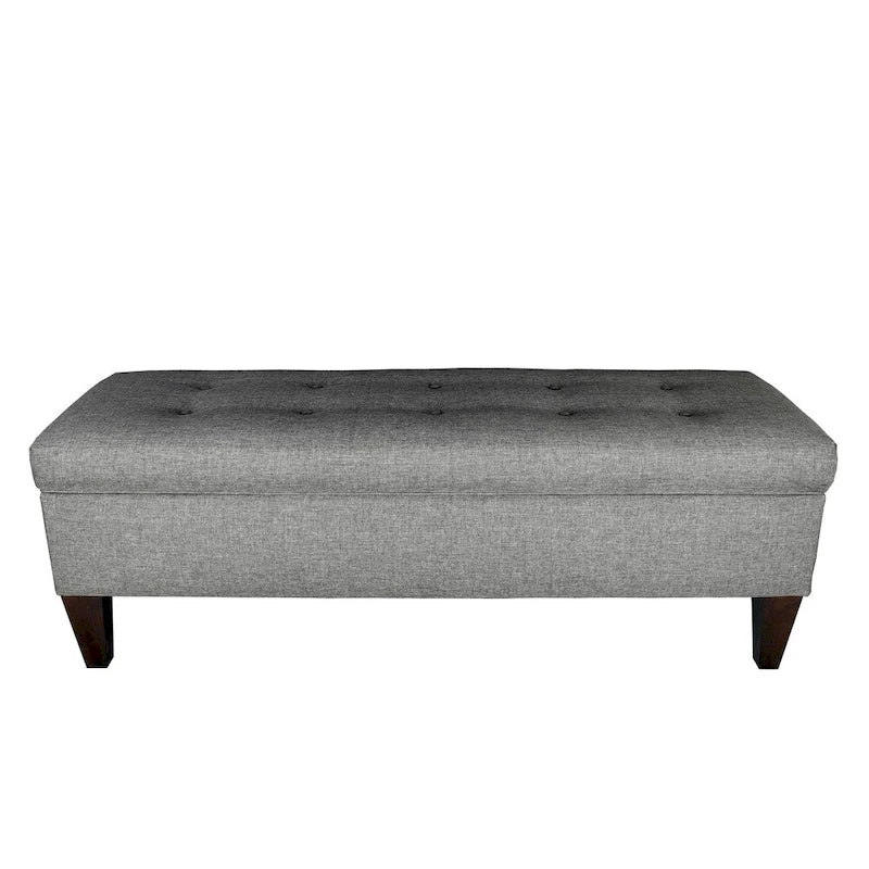 Banc de rangement ottoman capitonné long Brooke à 10 boutons