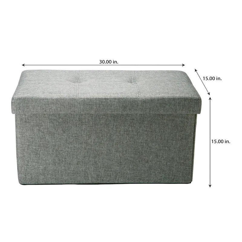 Simplifiez le Pouf pliant double aspect lin gris - 76 x 38 x 38