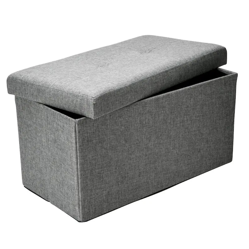 Simplifiez le Pouf pliant double aspect lin gris - 76 x 38 x 38
