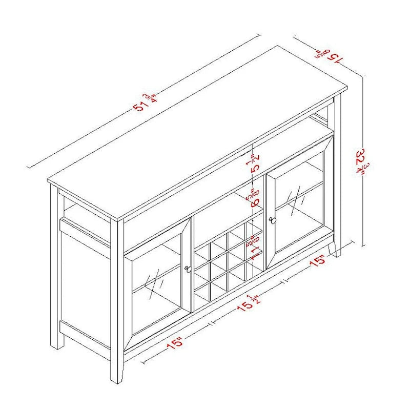Buffet de service/meuble de rangement pour le vin en bois, concis
