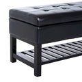 Banc de rangement ottoman Porch & Den Westfield 44 pouces en cuir synthétique noir capitonné pour chaussures