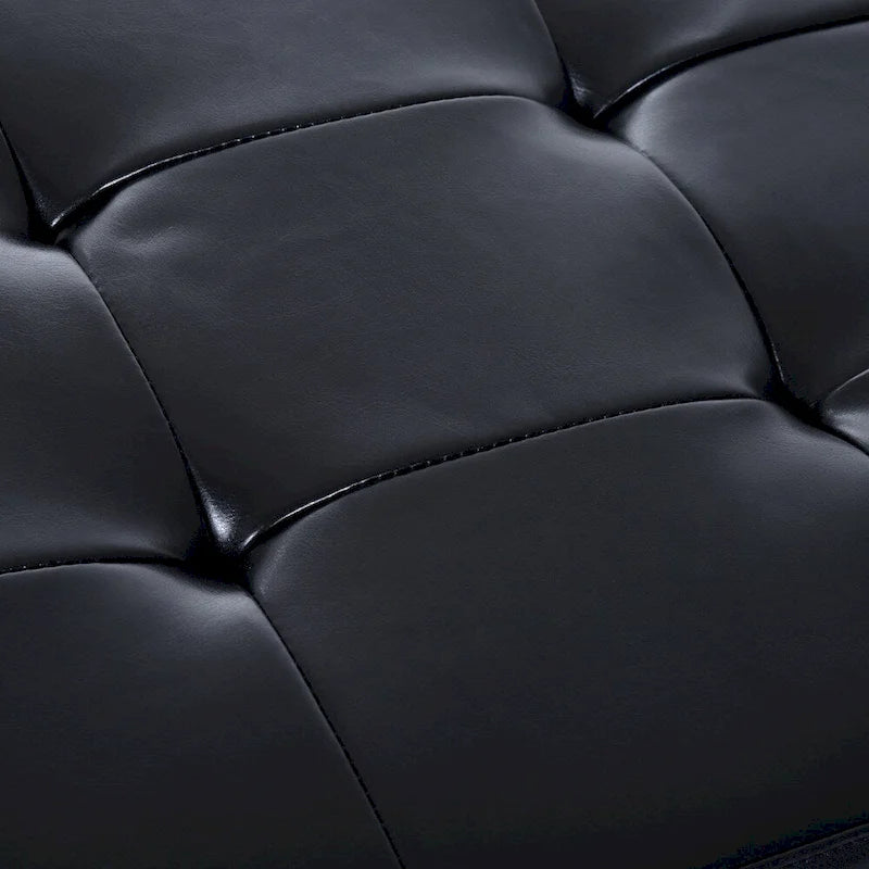 Banc de rangement ottoman Porch & Den Westfield 44 pouces en cuir synthétique noir capitonné pour chaussures