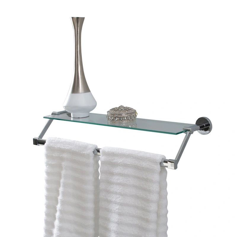 Organize It All Étagère murale en verre avec barre porte-serviettes - 21,7x6,2x4,75