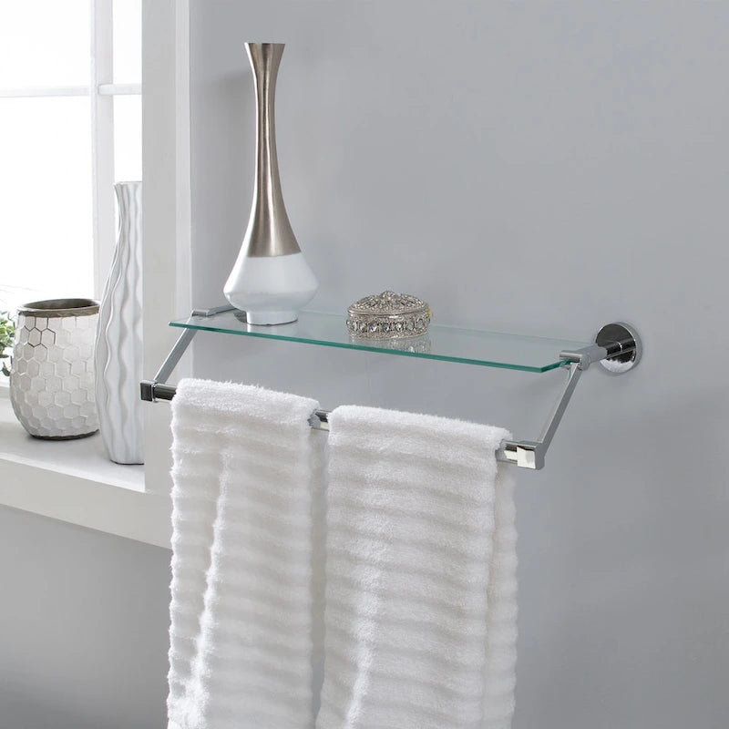 Organize It All Étagère murale en verre avec barre porte-serviettes - 21,7x6,2x4,75