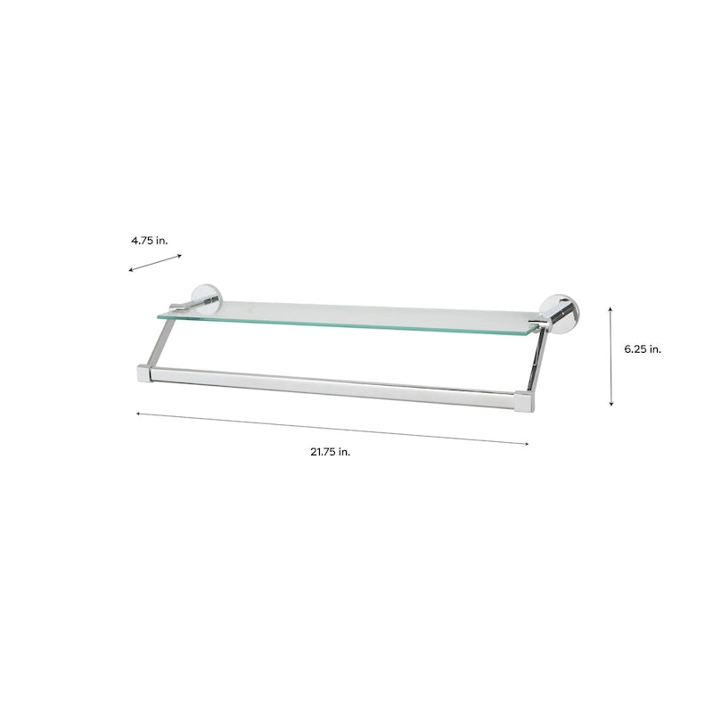 Organize It All Étagère murale en verre avec barre porte-serviettes - 21,7x6,2x4,75