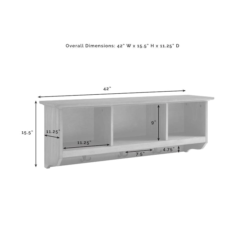 Crosley Brennan Banc d'entrée et étagère en bois blanc, 2 pièces – 41,5 larg. x 18,25 haut. x 15 prof.