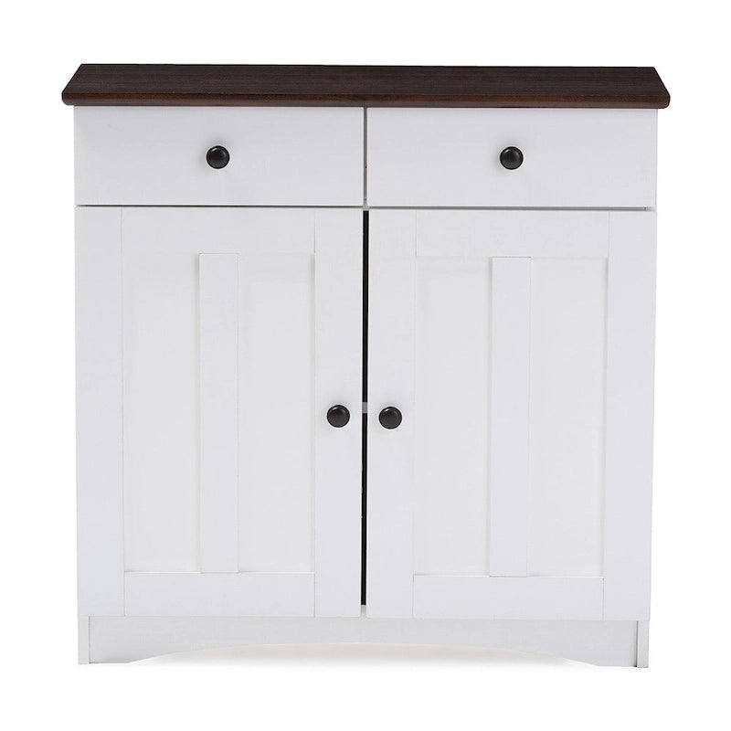 Meuble de rangement de cuisine traditionnel en bois blanc par Baxton Studio