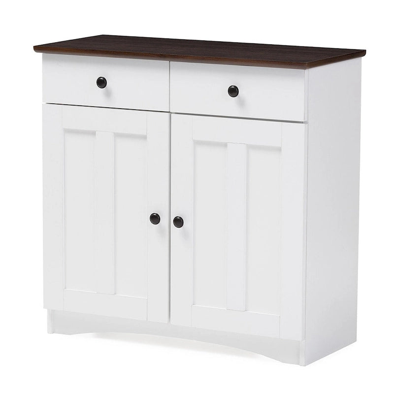 Meuble de rangement de cuisine traditionnel en bois blanc par Baxton Studio