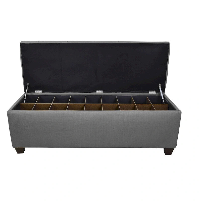 Le banc de rangement à chaussures gris foncé capitonné Sole Secret